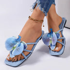 New Women Slip On Flower Slippers Comfort Daily Soft Sole Beach Vacation Slides 2026 Summer Ladies Concise Walking Shoes