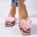 New Women Slip On Flower Slippers Comfort Daily Soft Sole Beach Vacation Slides 2026 Summer Ladies Concise Walking Shoes
