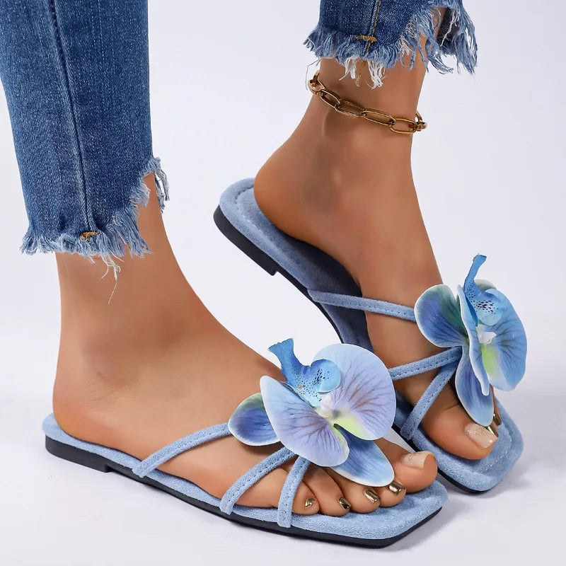 New Women Slip On Flower Slippers Comfort Daily Soft Sole Beach Vacation Slides 2026 Summer Ladies Concise Walking Shoes