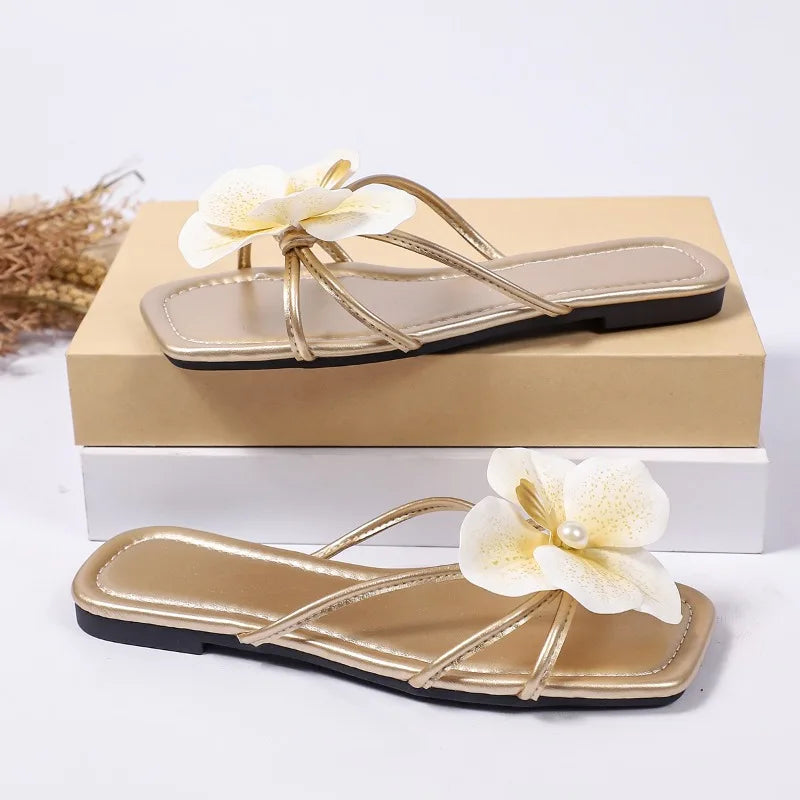 New Women Slip On Flower Slippers Comfort Daily Soft Sole Beach Vacation Slides 2026 Summer Ladies Concise Walking Shoes