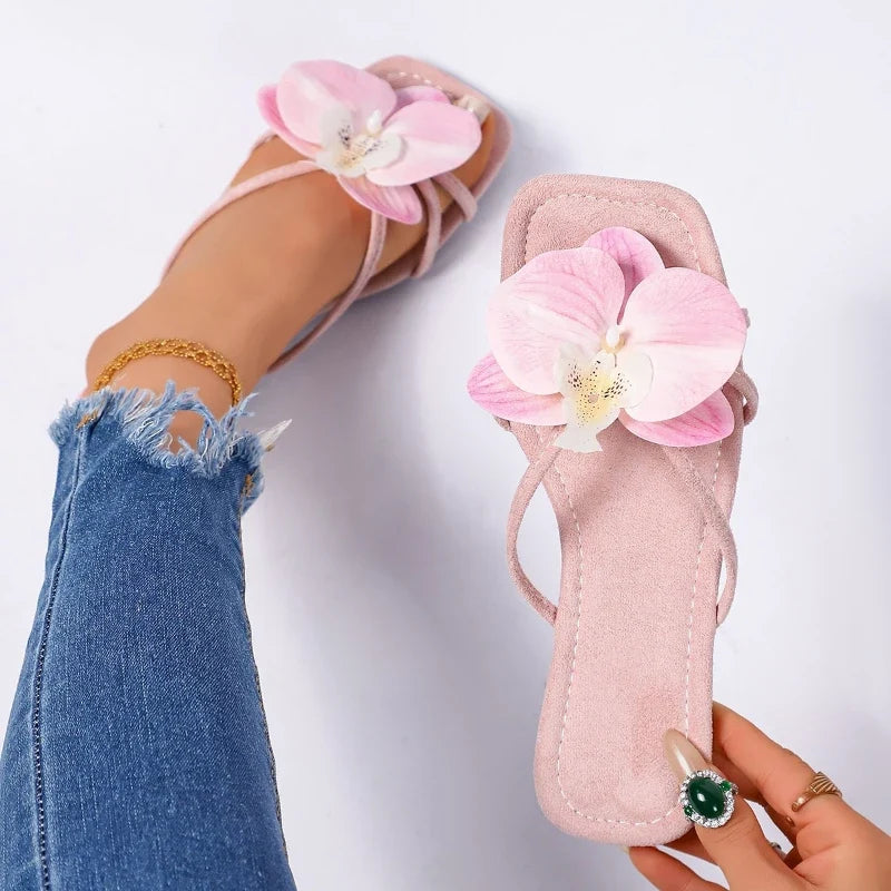 New Women Slip On Flower Slippers Comfort Daily Soft Sole Beach Vacation Slides 2026 Summer Ladies Concise Walking Shoes