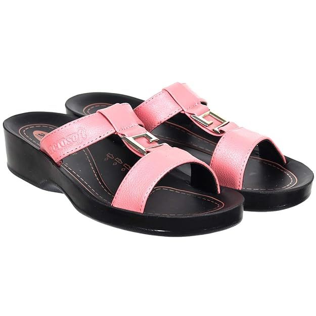 Women's Buckle Design FLIP-Flops (Size-UK-5) (Color-PINK)