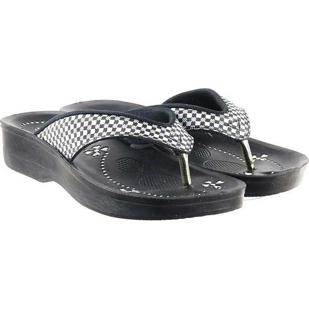 Women's Block Design Flip-Flop (Size-UK-5) (Color-BLACK)